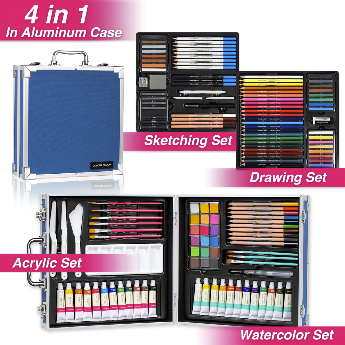 美術家の才能/Artist's Talent 英 4枚セット 85pc Royal Brush Essentials Beginner Mixed Media Wood Box Set