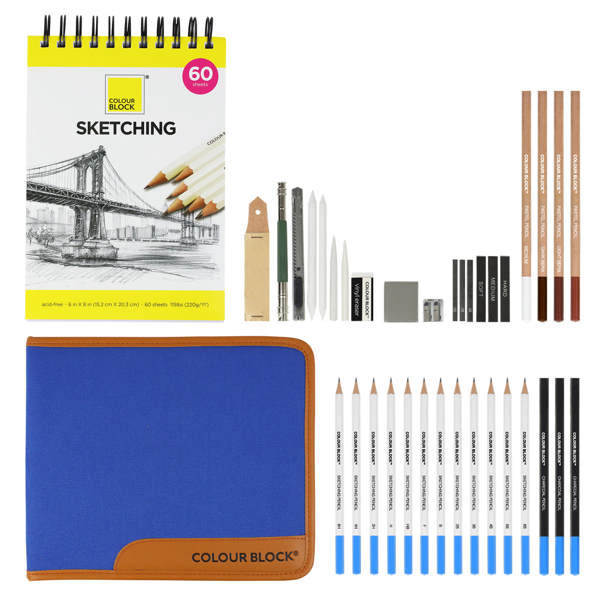 26/48 Pack Sketch Pencils Set Drawing Sketch Kit Canvas Bag