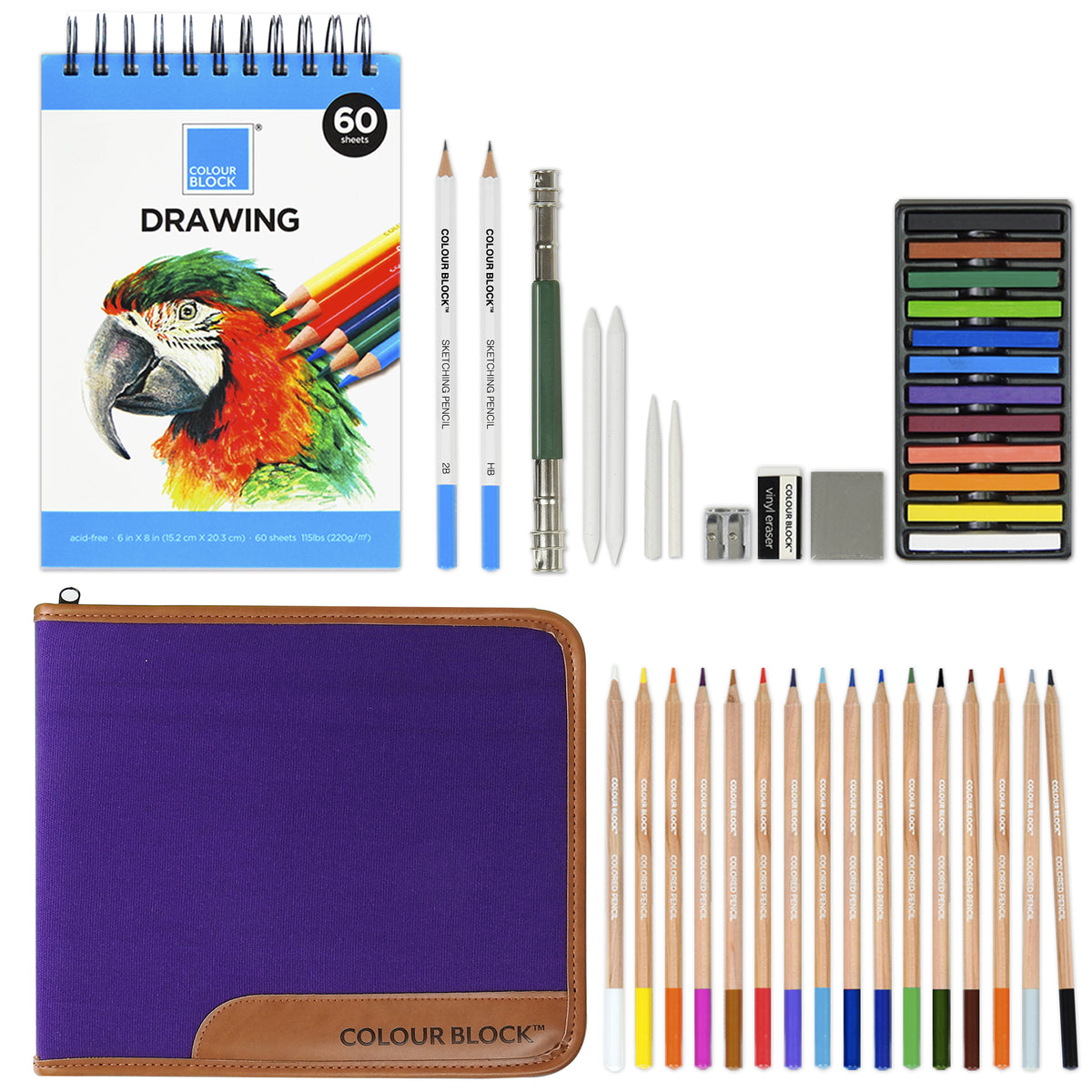 COLOUR BLOCK 91pc Travel Friendly Drawing Pencil Set, Sketching, Color —  CHIMIYA