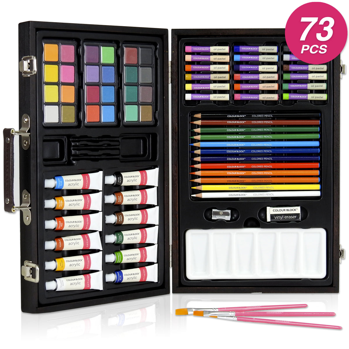 COLOUR BLOCK 73 Piece Art Set - Premium Art Supplies Kit for Adults & Kids,  Painting and Drawing Art Kits for Teens and Children, Ideal for Artists