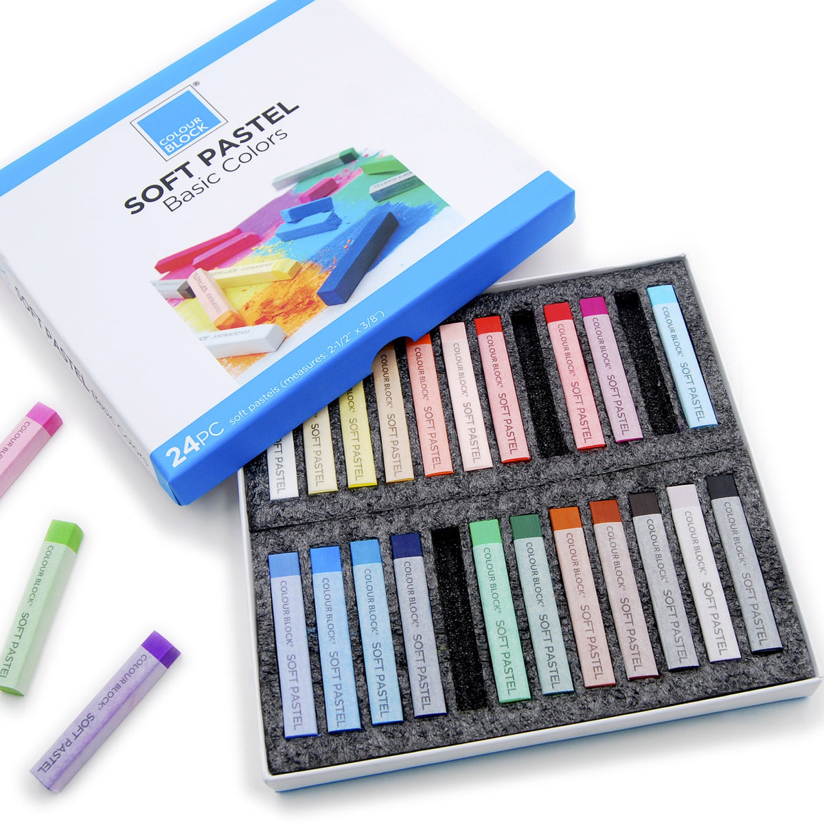 COLOUR BLOCK 100pc Wooden Case Soft Pastel Art Set for Beginners and  Experienced Artists, Assorted Colors Square Chalk Pastels Art Supplies for  Drawing, Blendin…