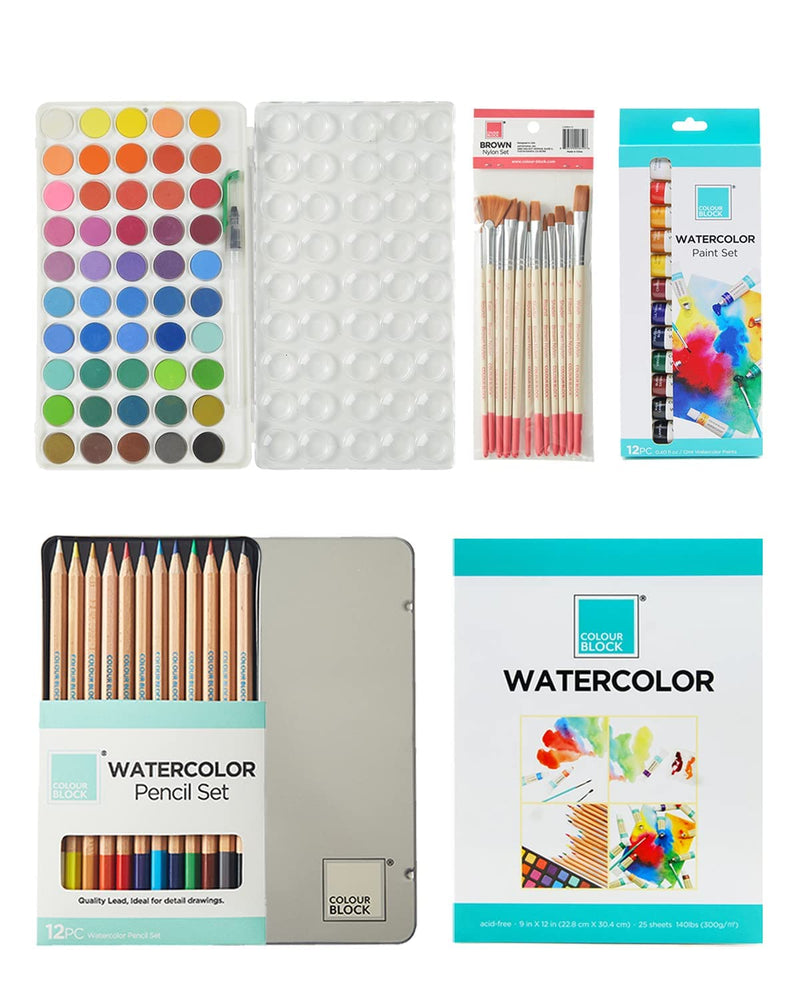 COLOUR BLOCK 151pc Mixed Media Art Set in Aluminum Case with Paints,  Brushes, Sketchbooks - Ideal for Gifting - Portable & Diverse Painting  Supplies