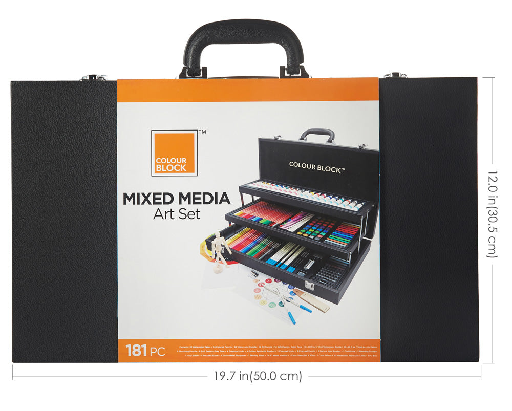 181pc Mixed Media Leather Box Art Set - Colour Block