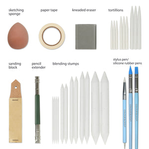 Professional Blending Stumps Sticks for Drawing Tortillions Paper Sandpaper  and Eraser Sketch Drawing Kits Art Supplies