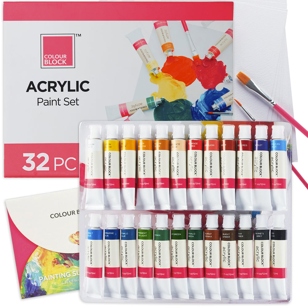 Colour Block Acrylic Paint Set - 32pc