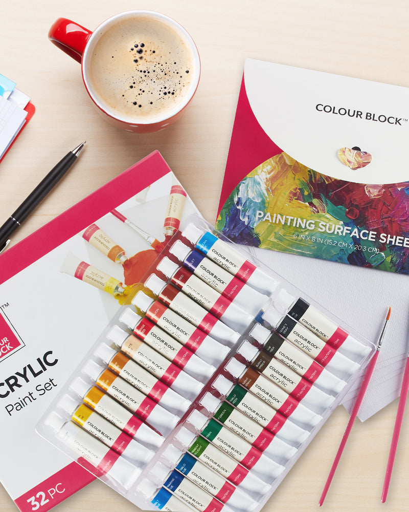 Colour Block Acrylic Paint Set - 32pc