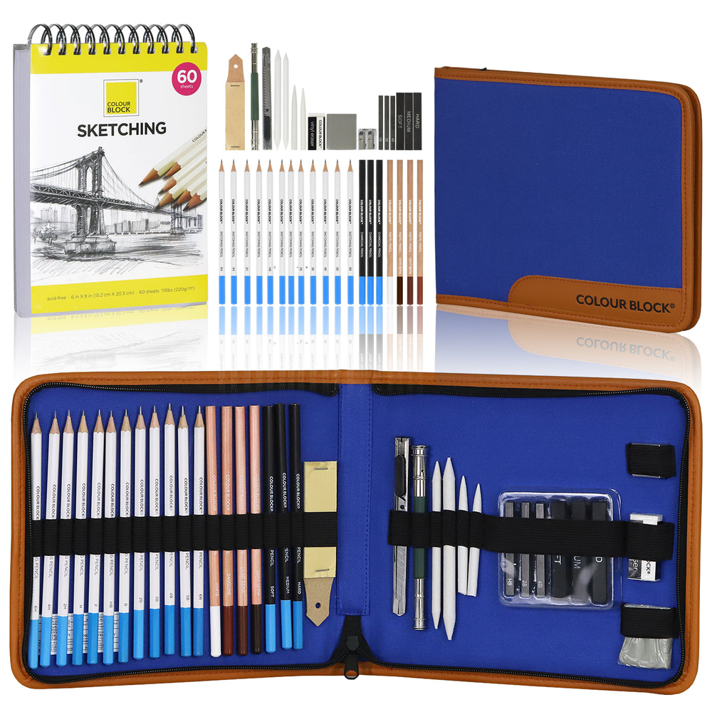37 Pcs Art Supplies Drawing Kit Sketching And Charcoal Pencils Travel Case  For Painting Lovers Beginners&Professional