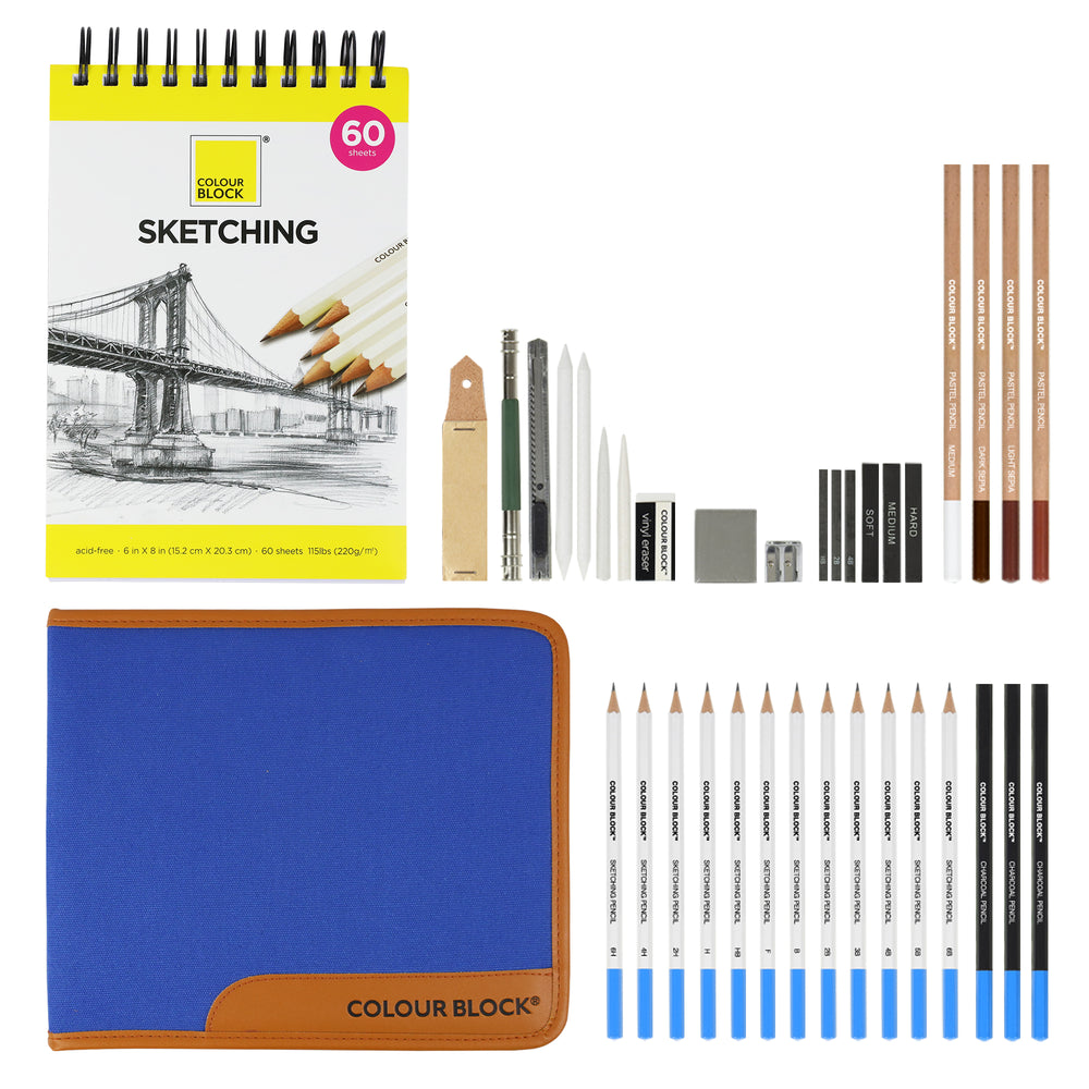 Schiller's 37-piece Sketch Kit, Premium Sketch Art Supplies For
