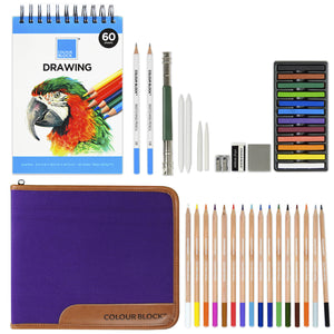 39 Pcs Coloring and Drawing Set With Storage Colour Pencils and Pastels  Sketching Set Sketching Set for Artists Drawing Kit Beginners 