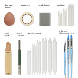132pc Soft Pastel Bundle Set with Blending Tools &amp; Drawing Pad_Colour Block&trade;