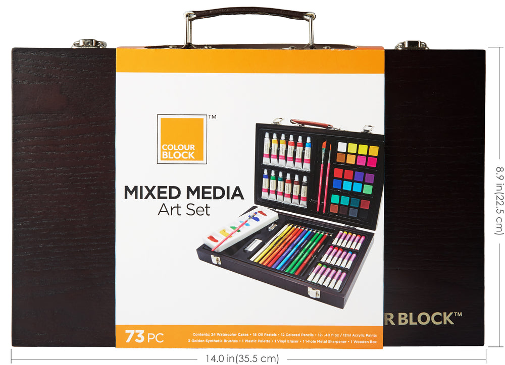 Colour Block Mixed Media Art Set - 152pc (Easel Wooden Box)