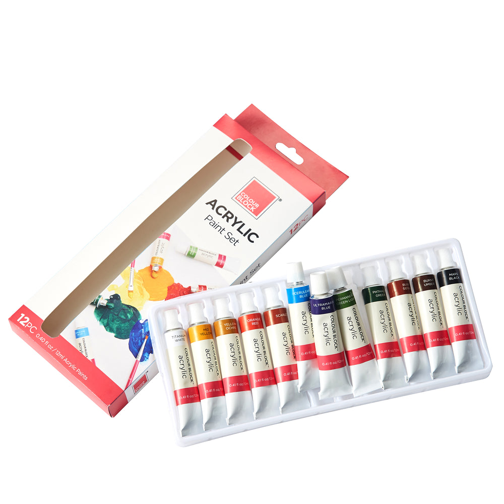 Colour Block Acrylic Paint Set - 12pc