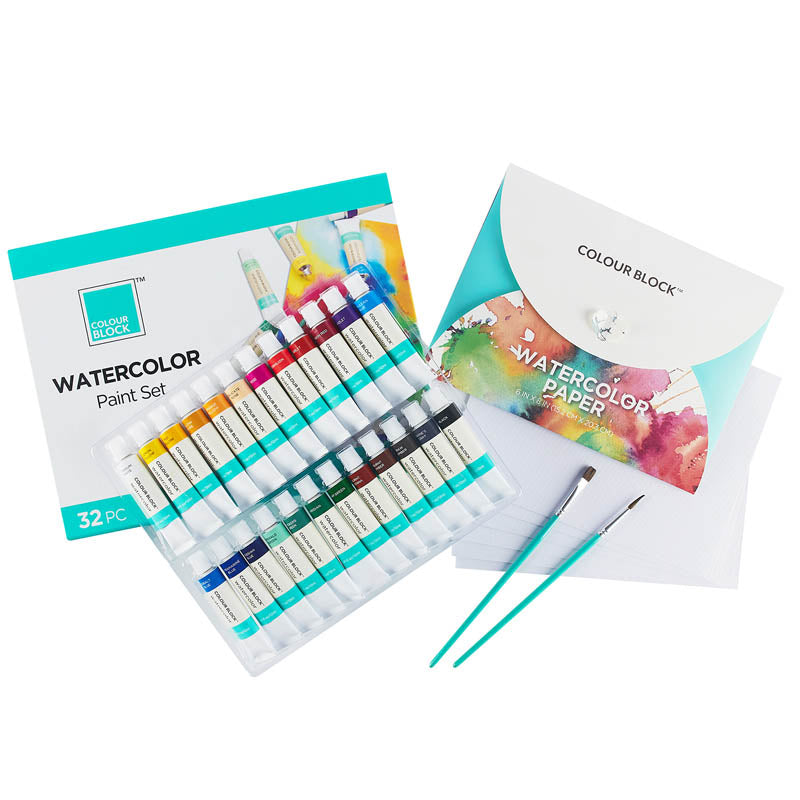 Colour Block Watercolor Paint Set - 32pc